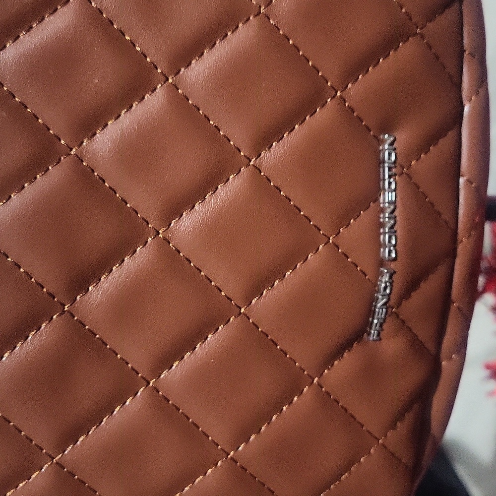 French Connection Quilted Brown Shoulder Bag with Silver Chain - Picture 3 of 7
